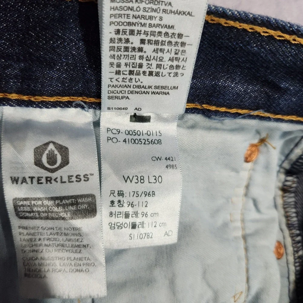 Levis 501 Original Fit Mens Jeans 38x30 Dark Wash‎ Button Fly Straight Leg